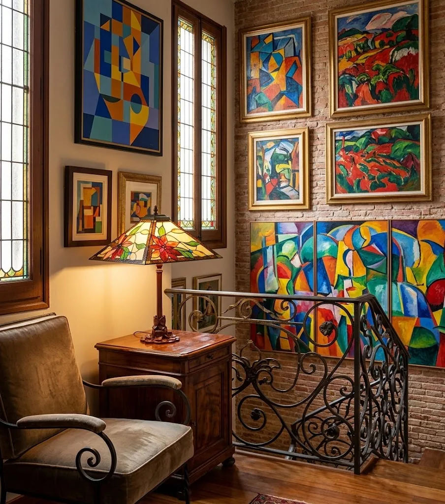 Lámpara Tiffany en una galería de arte